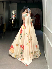 Antique Fashion 1 Celebrate the Season in Style Floral Print Georgette Lehengas That Capture the Essence of Nature