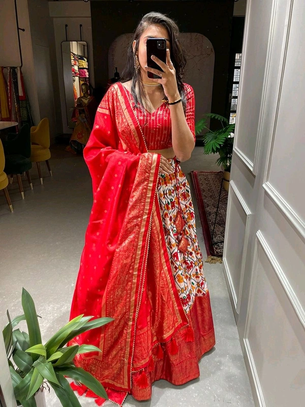 Antique Fashion 1 A playful medley of colors mixed with aesthetics from the classic era- this dola silk lehenga is a peppy treat for upcoming festive season. - colour 1