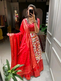 Antique Fashion 1 A playful medley of colors mixed with aesthetics from the classic era- this dola silk lehenga is a peppy treat for upcoming festive season. - colour 1