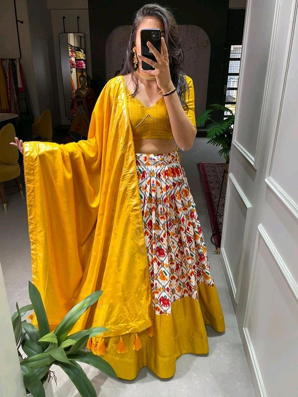 Antique Fashion 1 A playful medley of colors mixed with aesthetics from the classic era- this dola silk lehenga is a peppy treat for upcoming festive season. - colour 2