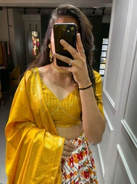 Antique Fashion 1 A playful medley of colors mixed with aesthetics from the classic era- this dola silk lehenga is a peppy treat for upcoming festive season. - colour 2