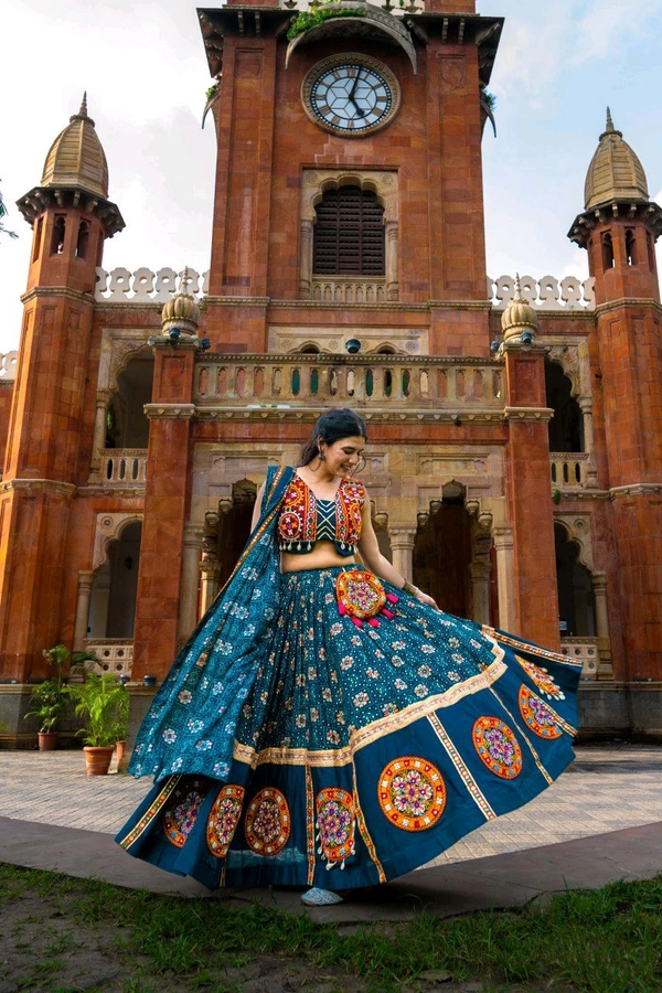 Antique Fashion 1 Radiate Festive Elegance in a Pure Rayon Navratri Chaniya Choli  Complete with Sophisticated Printed Foil Work and Gamthi Patch   Lace Touch Up 