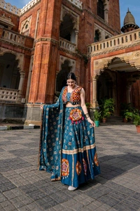 Antique Fashion 1 Radiate Festive Elegance in a Pure Rayon Navratri Chaniya Choli  Complete with Sophisticated Printed Foil Work and Gamthi Patch   Lace Touch Up 