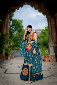 Antique Fashion 1 Radiate Festive Elegance in a Pure Rayon Navratri Chaniya Choli  Complete with Sophisticated Printed Foil Work and Gamthi Patch   Lace Touch Up 