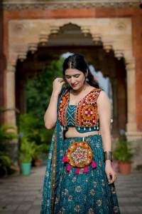 Antique Fashion 1 Radiate Festive Elegance in a Pure Rayon Navratri Chaniya Choli  Complete with Sophisticated Printed Foil Work and Gamthi Patch   Lace Touch Up 