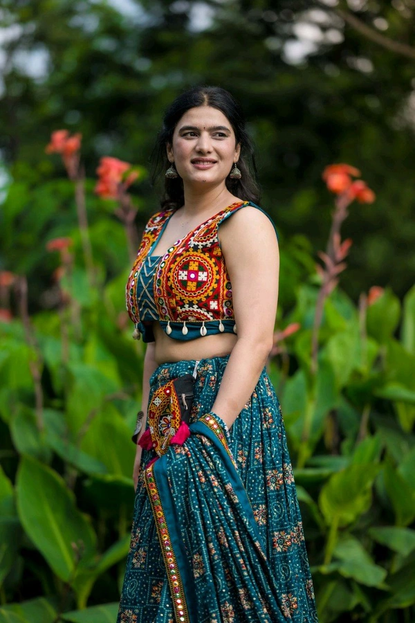 Antique Fashion 1 Radiate Festive Elegance in a Pure Rayon Navratri Chaniya Choli  Complete with Sophisticated Printed Foil Work and Gamthi Patch   Lace Touch Up 