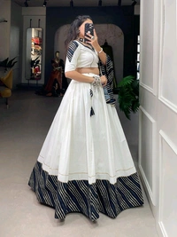 Antique Fashion 1 The only way to describe your navratri night classy is by wearing this white printed garba choli  - colour 1
