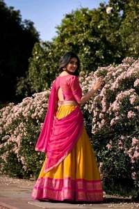Antique Fashion 1 Crafted with love adorned with heritage   The South  style Kanchipuram silk lehenga is more than just attire  it's a piece of art that encapsulates the essence of South Indian culture   - colour 1, Unstitched Blouse
