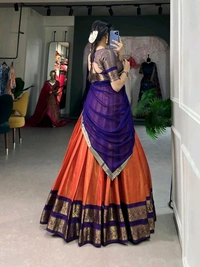 Antique Fashion 1 Crafted with love adorned with heritage   The South  style Kanchipuram silk lehenga is more than just attire  it's a piece of art that encapsulates the essence of South Indian culture   - colour 2, Unstitched Blouse