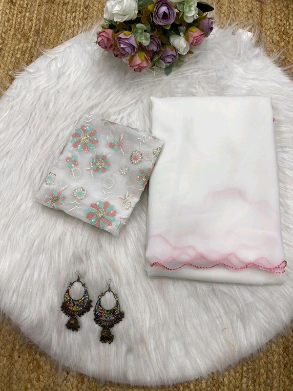 Antique Fashion 1 Stay beautiful with our new Georgette saree collection with beautiful aari border and fully siquance work designer blouse - colour 6