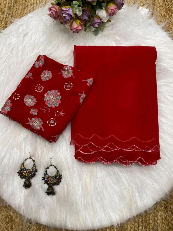 Antique Fashion 1 Stay beautiful with our new Georgette saree collection with beautiful aari border and fully siquance work designer blouse - colour 7