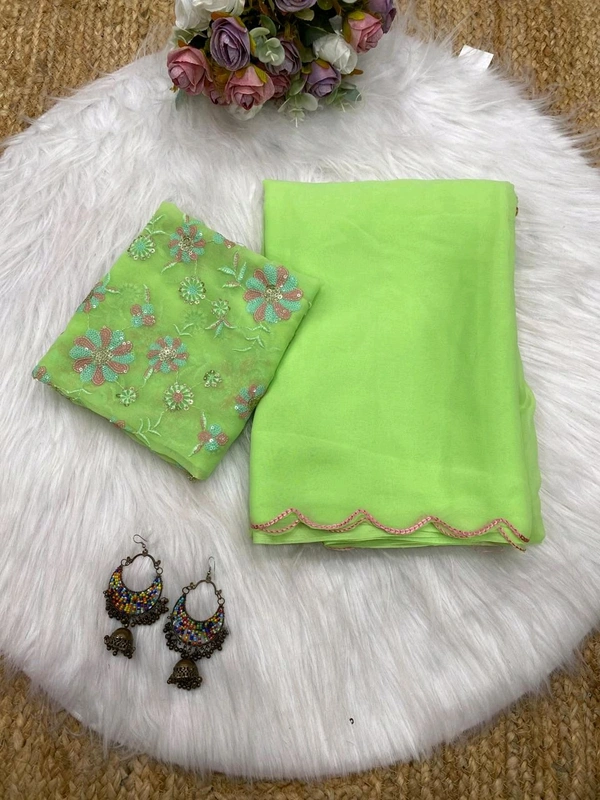 Antique Fashion 1 Stay beautiful with our new Georgette saree collection with beautiful aari border and fully siquance work designer blouse - colour 8