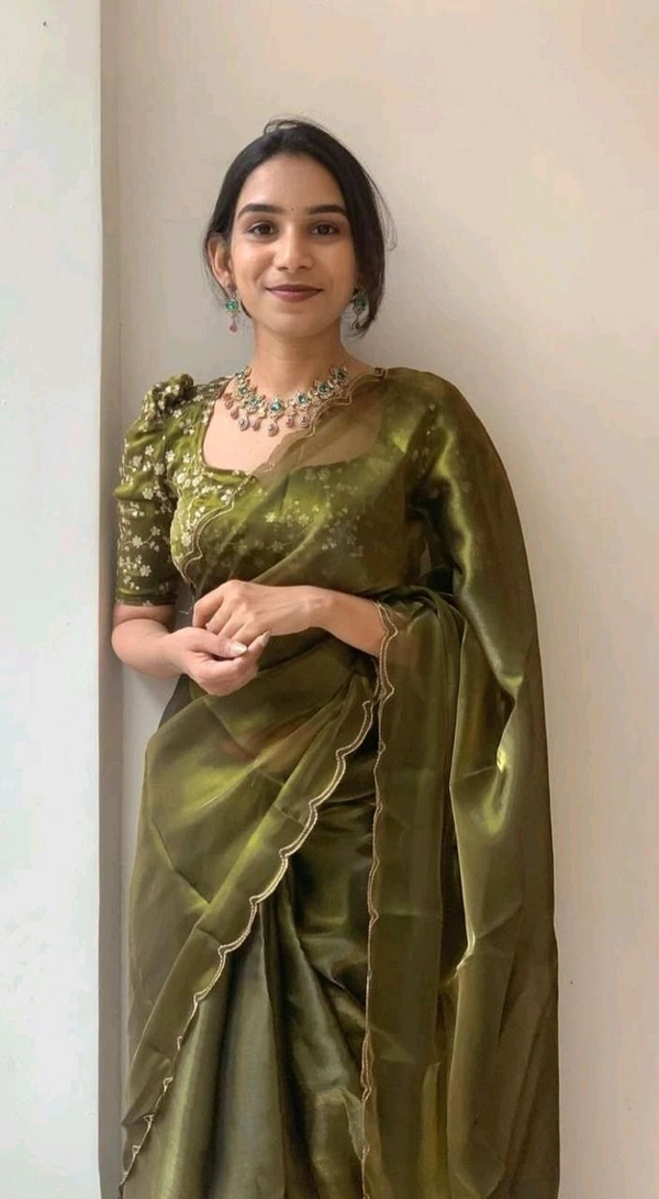 Antique Fashion 1 Stay beautiful with our new  Jimichu soft saree collection with beautiful double aari border and fully siquance work designer jimichu  blouse   - colour 1