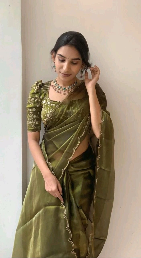 Antique Fashion 1 Stay beautiful with our new  Jimichu soft saree collection with beautiful double aari border and fully siquance work designer jimichu  blouse   - colour 1