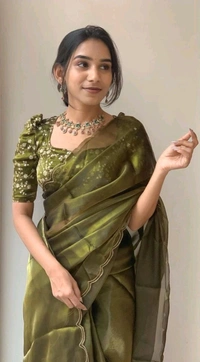 Antique Fashion 1 Stay beautiful with our new  Jimichu soft saree collection with beautiful double aari border and fully siquance work designer jimichu  blouse   - colour 1