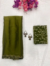 Antique Fashion 1 Stay beautiful with our new  Jimichu soft saree collection with beautiful double aari border and fully siquance work designer jimichu  blouse   - colour 1