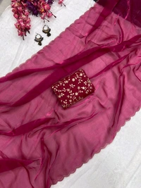Antique Fashion 1 Stay beautiful with our new  Jimichu soft saree collection with beautiful double aari border and fully siquance work designer jimichu  blouse   - colour 2