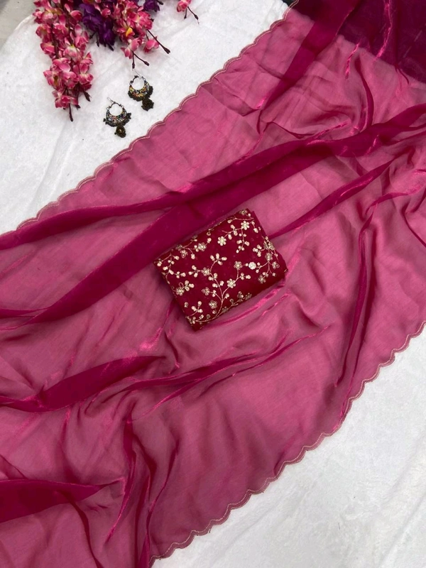 Antique Fashion 1 Stay beautiful with our new  Jimichu soft saree collection with beautiful double aari border and fully siquance work designer jimichu  blouse   - colour 2