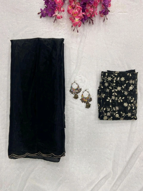 Antique Fashion 1 Stay beautiful with our new  Jimichu soft saree collection with beautiful double aari border and fully siquance work designer jimichu  blouse   - colour 3