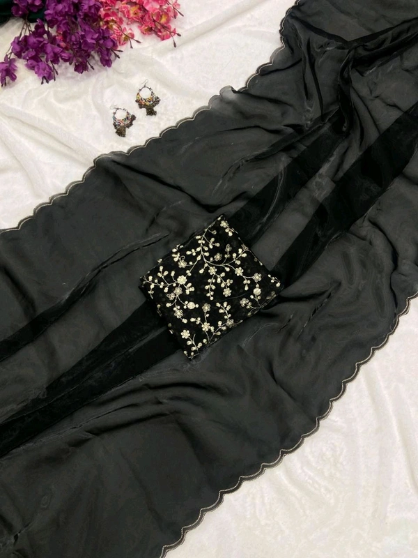 Antique Fashion 1 Stay beautiful with our new  Jimichu soft saree collection with beautiful double aari border and fully siquance work designer jimichu  blouse   - colour 3