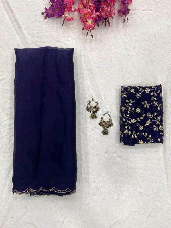 Antique Fashion 1 Stay beautiful with our new  Jimichu soft saree collection with beautiful double aari border and fully siquance work designer jimichu  blouse   - colour 7