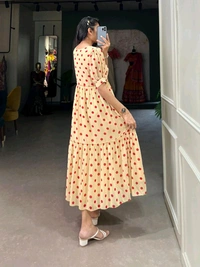 Antique Fashion 1 Step Back in Time with Our Vintage Polka Dots Print Georgette Long Frock   The Perfect Blend of Retro Charm and Modern Elegance  - colour 4