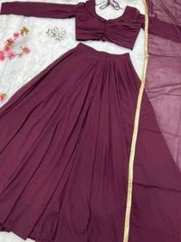Antique Fashion 1 Lahenga Pure Soft Fox Georgette  - Xxl (44), purple