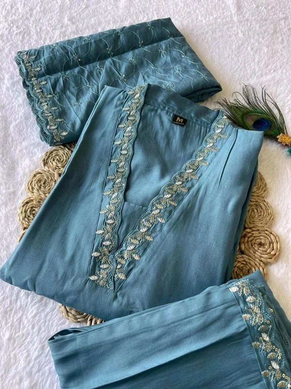 Antique Fashion 1 Designers Kurti Pent Dupatta Set - colour 2, S (36)