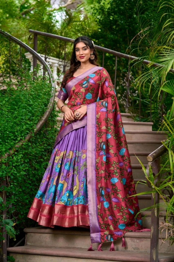 Antique Fashion 1 Subtle shades  bold heritage  Kalamkari Dola silk charm  - colour 1, Unstitched Blouse