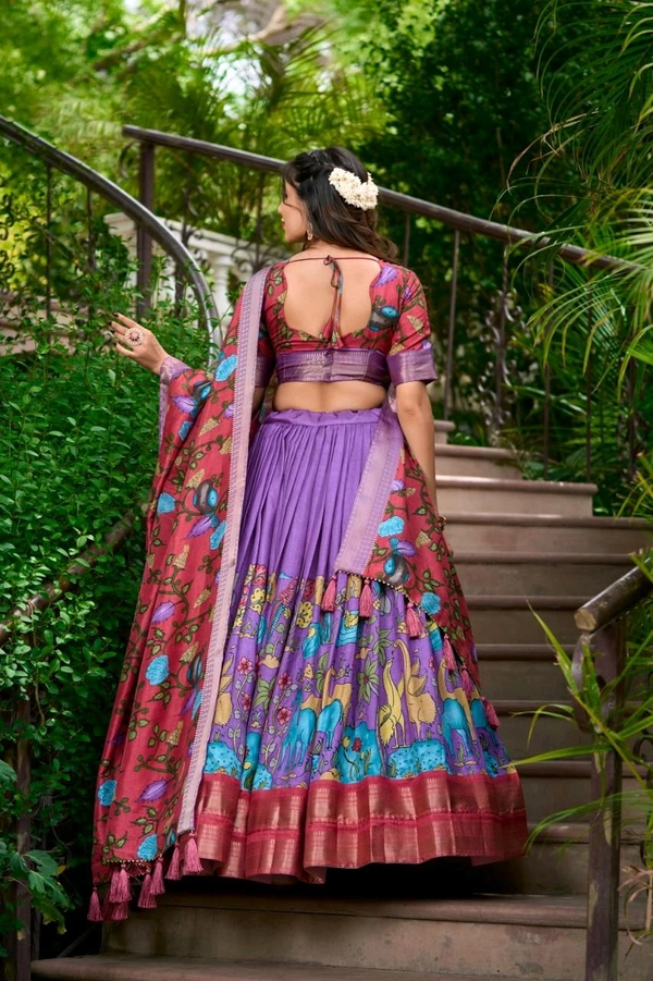 Antique Fashion 1 Subtle shades  bold heritage  Kalamkari Dola silk charm  - colour 1, Unstitched Blouse