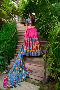 Antique Fashion 1 Subtle shades  bold heritage  Kalamkari Dola silk charm  - colour 2, Unstitched Blouse