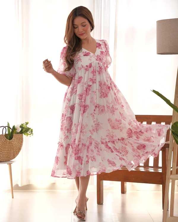 Antique Fashion 1 KURTA FABRIC HEAVY PURE SOFT GEORGETEE FLORAL PRINT FABRIC - L (40), colour 1