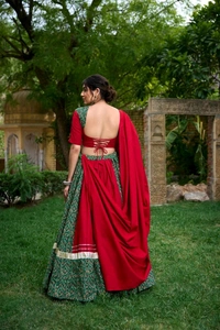 Antique Fashion 1 Make a Stunning Entrance This Navratri with Our plain Cotton Chaniya Choli  Beautifully Printed and Decorated with Genuine Mirror Work and Cowrie  Kodi Lace Touch Up  A Must Have for Your Festive Wardrobe  - 