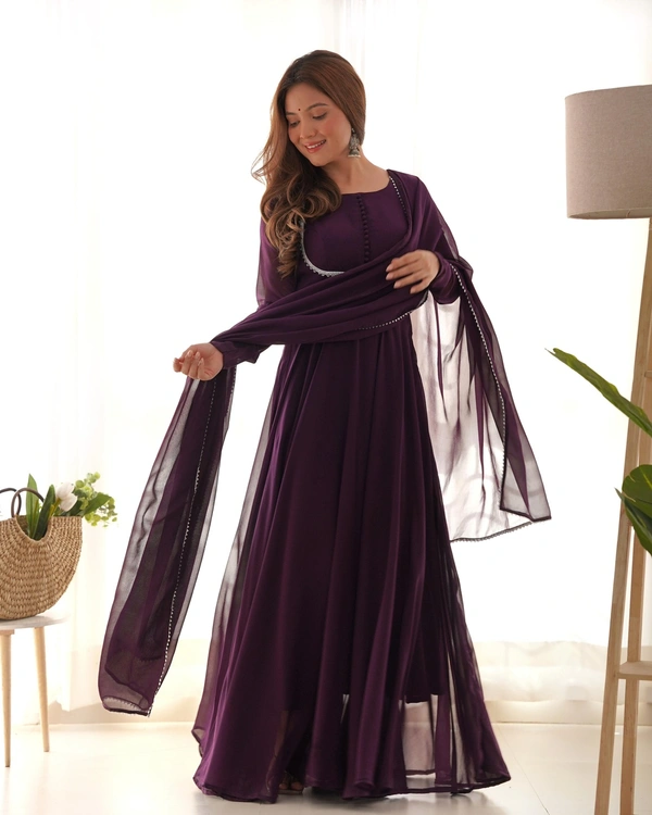 Antique Fashion 1 PRESENTING NEW GEORGETTE ANARKALI GOWN DUPPTA FULL SET WITH PENT READY TO WEAR* - Xxxl (46), colour 2