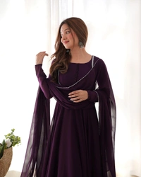 Antique Fashion 1 PRESENTING NEW GEORGETTE ANARKALI GOWN DUPPTA FULL SET WITH PENT READY TO WEAR* - Xxl (44), colour 2