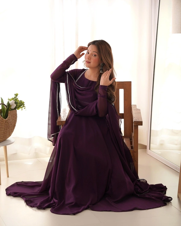 Antique Fashion 1 PRESENTING NEW GEORGETTE ANARKALI GOWN DUPPTA FULL SET WITH PENT READY TO WEAR* - Xl (42), colour 2