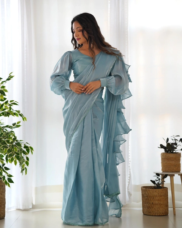 Antique Fashion 1 READY TO WEAR PREDRAPPED REAY TO WEAR SAREE WITH FULL STTICHED BLOUSE JIMMY CHOO FABRIC - colour 1, Xs