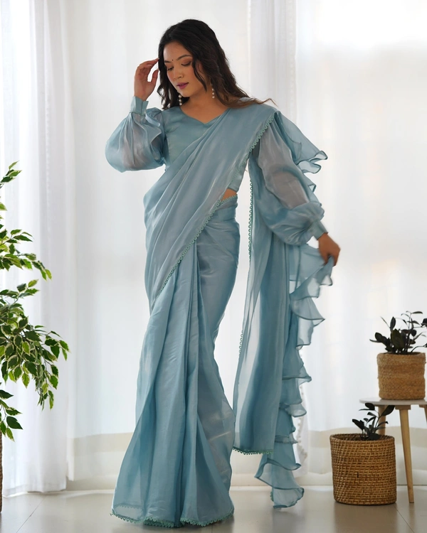 Antique Fashion 1 READY TO WEAR PREDRAPPED REAY TO WEAR SAREE WITH FULL STTICHED BLOUSE JIMMY CHOO FABRIC - colour 1, Xs
