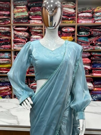 Antique Fashion 1 READY TO WEAR PREDRAPPED REAY TO WEAR SAREE WITH FULL STTICHED BLOUSE JIMMY CHOO FABRIC - colour 1, Xs