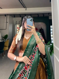 Antique Fashion 1 Elevate your ethnic fashion with the allure of South Indian style Lehenga Choli  a blend of tradition and modernity that captivates hearts - color 2, Stitched Blouse