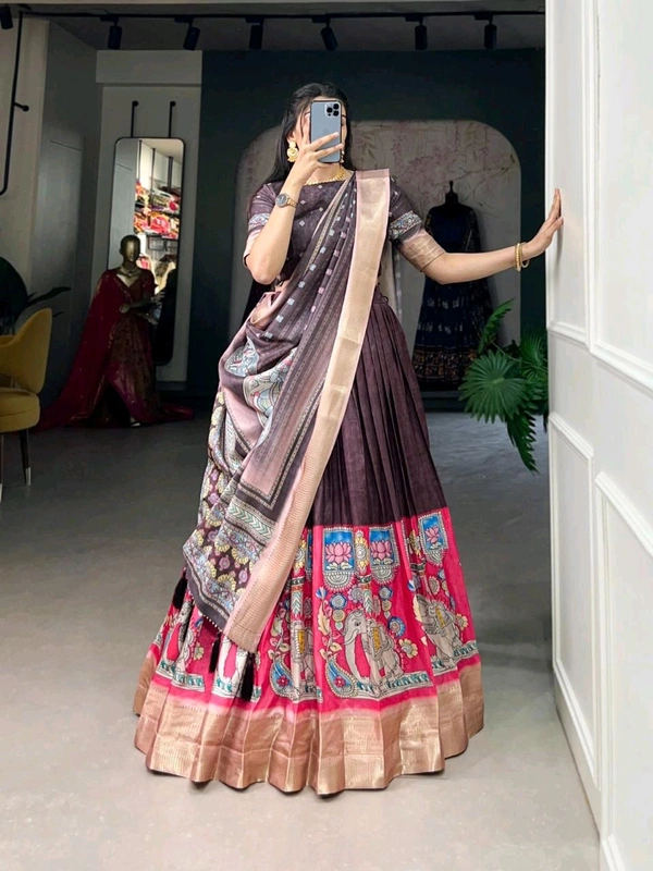 Antique Fashion 1 Elevate your ethnic fashion with the allure of South Indian style Lehenga Choli  a blend of tradition and modernity that captivates hearts - colour 1, Unstitched Blouse