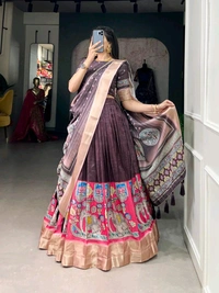 Antique Fashion 1 Elevate your ethnic fashion with the allure of South Indian style Lehenga Choli  a blend of tradition and modernity that captivates hearts - colour 1, Unstitched Blouse