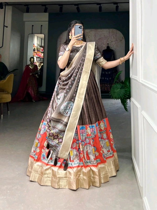 Antique Fashion 1 Elevate your ethnic fashion with the allure of South Indian style Lehenga Choli  a blend of tradition and modernity that captivates hearts - colour 3, Unstitched Blouse
