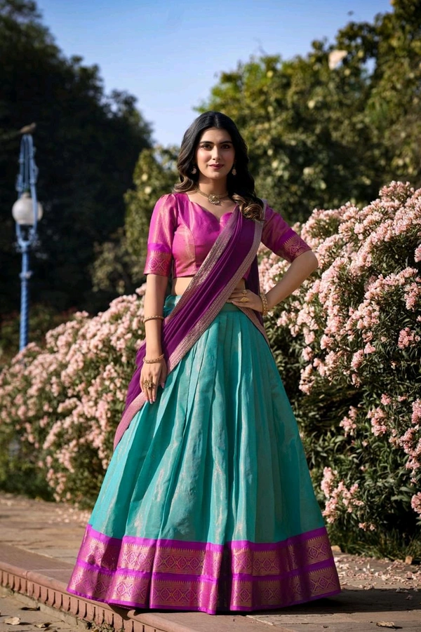 Antique Fashion 1 Elevate your ethnic fashion with the allure of South Indian style Lehenga Choli  a blend of tradition and modernity that captivates hearts - colour 5, Unstitched Blouse
