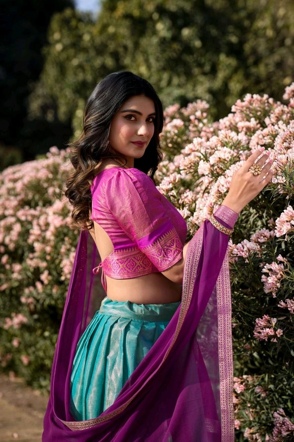 Antique Fashion 1 Elevate your ethnic fashion with the allure of South Indian style Lehenga Choli  a blend of tradition and modernity that captivates hearts - colour 5, Unstitched Blouse