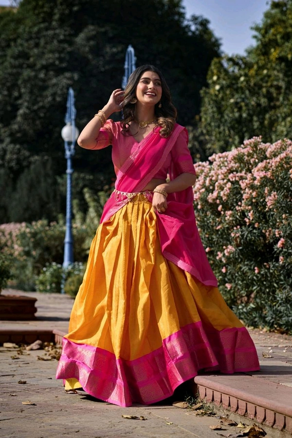Antique Fashion 1 Elevate your ethnic fashion with the allure of South Indian style Lehenga Choli  a blend of tradition and modernity that captivates hearts - colour 2, Unstitched Blouse