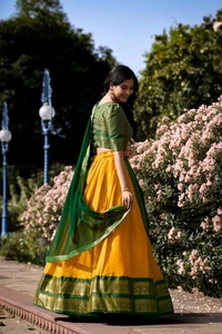 Antique Fashion 1 Elevate your ethnic fashion with the allure of South Indian style Lehenga Choli  a blend of tradition and modernity that captivates hearts - colour 3, Unstitched Blouse