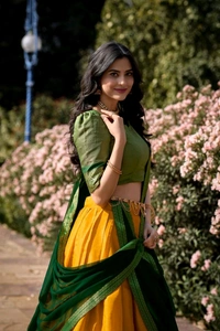 Antique Fashion 1 Elevate your ethnic fashion with the allure of South Indian style Lehenga Choli  a blend of tradition and modernity that captivates hearts - colour 3, Unstitched Blouse