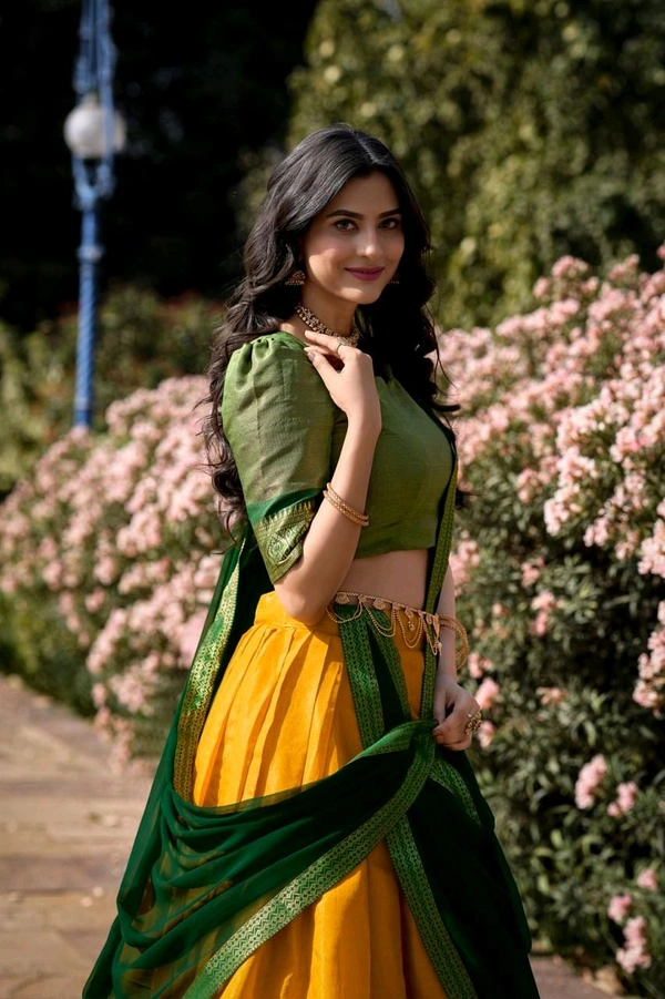 Antique Fashion 1 Elevate your ethnic fashion with the allure of South Indian style Lehenga Choli  a blend of tradition and modernity that captivates hearts - colour 3, Unstitched Blouse