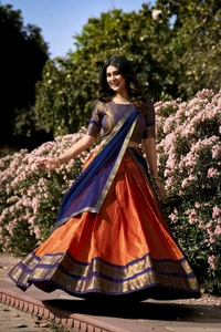 Antique Fashion 1 Elevate your ethnic fashion with the allure of South Indian style Lehenga Choli  a blend of tradition and modernity that captivates hearts - colour 4, Unstitched Blouse